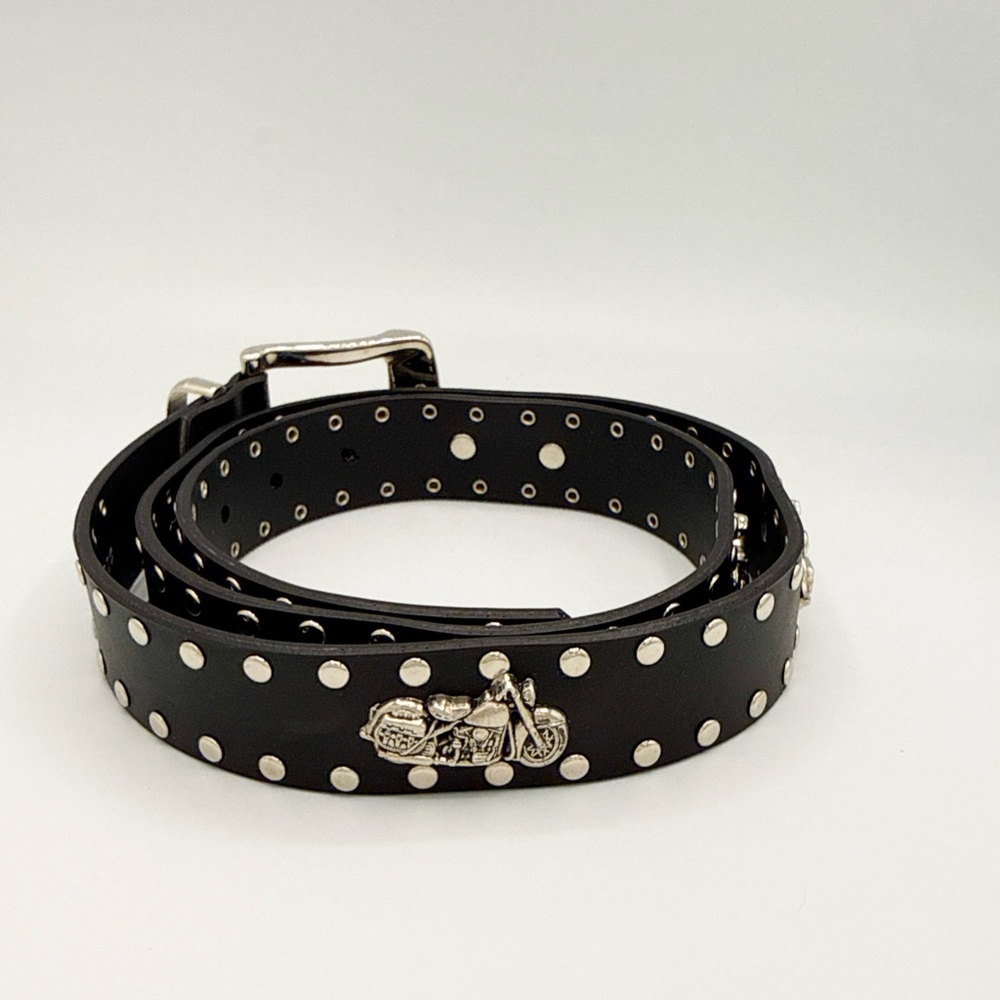 Studded Leather Bikercore Motorcycle Concho Belt - Picture 6 of 9